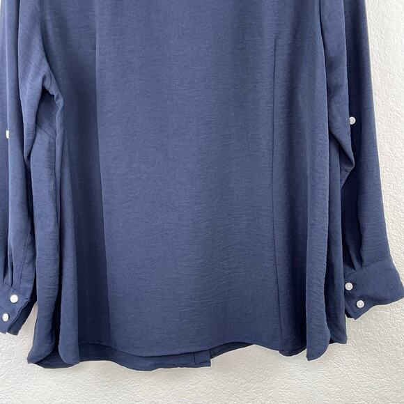 Tommy Hilfiger Navy Blue Roll-Tab-Sleeve Button-Down Shirt Plus Size 0X NWT - Picture 11 of 14